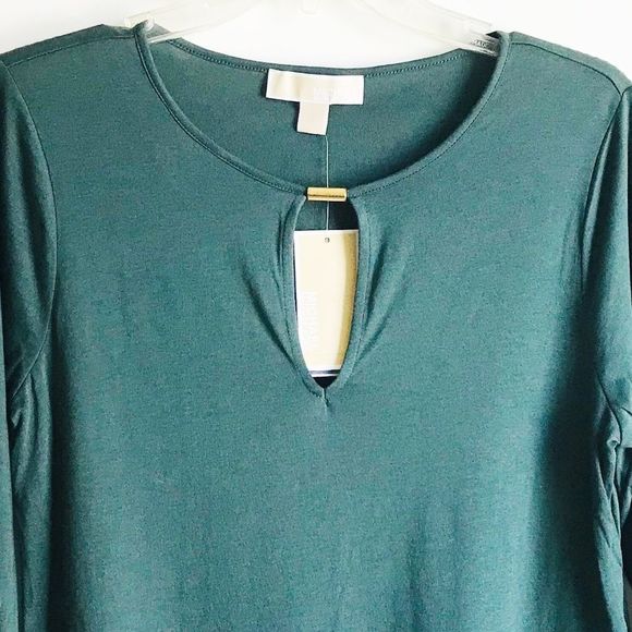 Michael Michael Kors Emeral Green Scoop Neck Tiered‎ Hem  Top Blouse - Picture 5 of 10